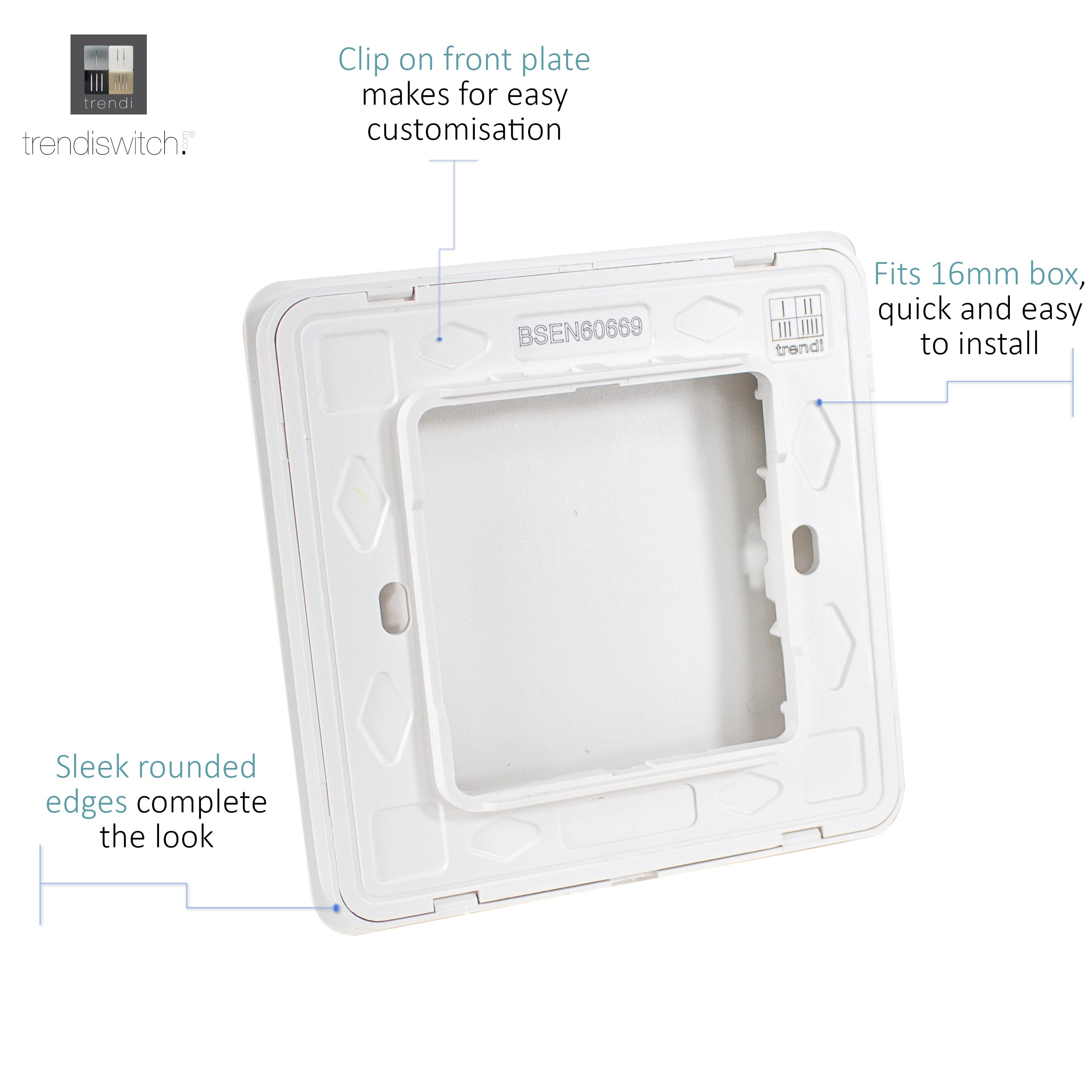 1 Gang Blanking Plate Bright Teal ART-BLKBT  Trendi Bright Teal